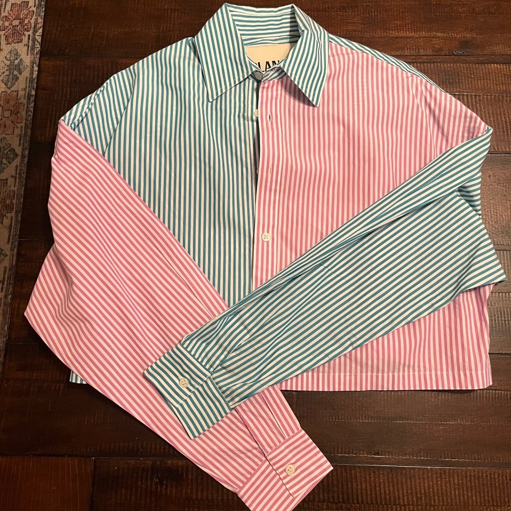 Blanca Thomas Color Block Cropped Shirt
